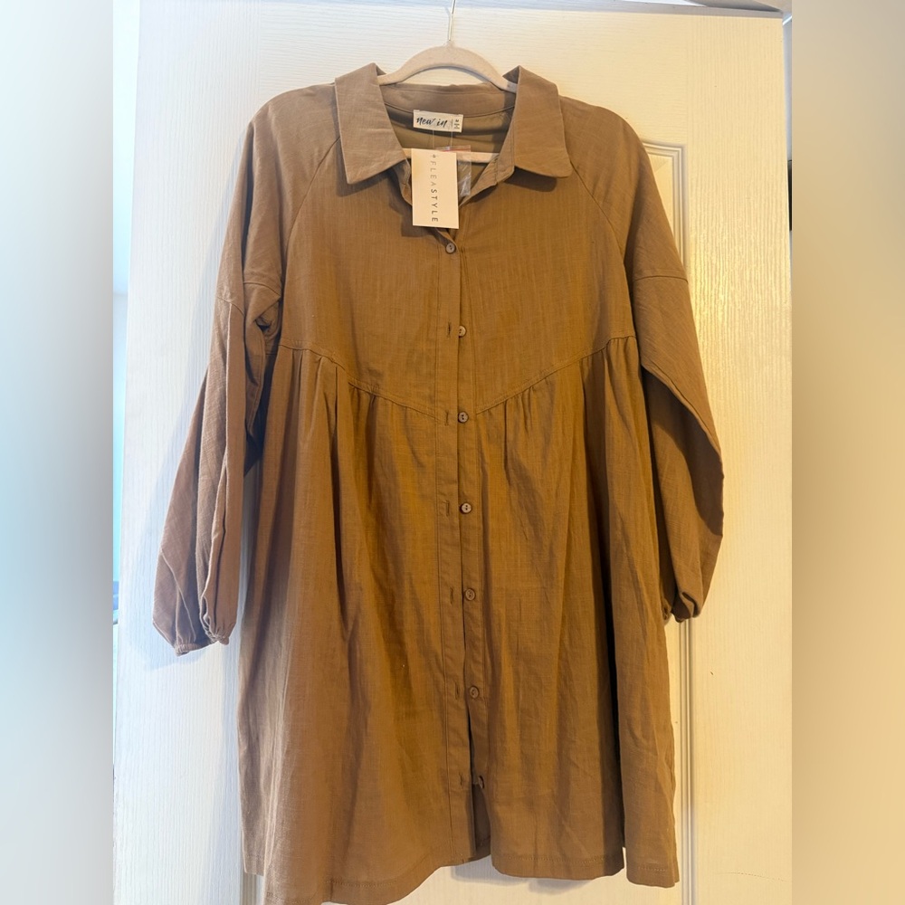 Brown Button-Up Dress